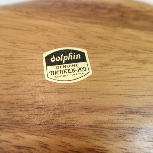 DOLPHIN Genuine Monkey-Pod Divided 3-Section Leaf Serving Bowl Tray Phillipines - Picture 10 of 10